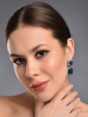 Sparky Blue  Rhinestone Halo Earrings