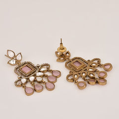 Pink Kundan Drop  Earring