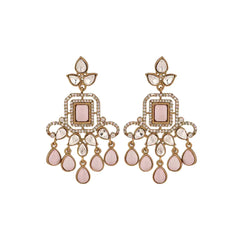 Pink Kundan Drop  Earring