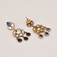 Blue Kundan Drop Earring