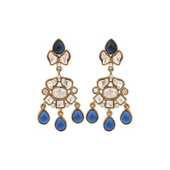Blue Kundan Drop Earring