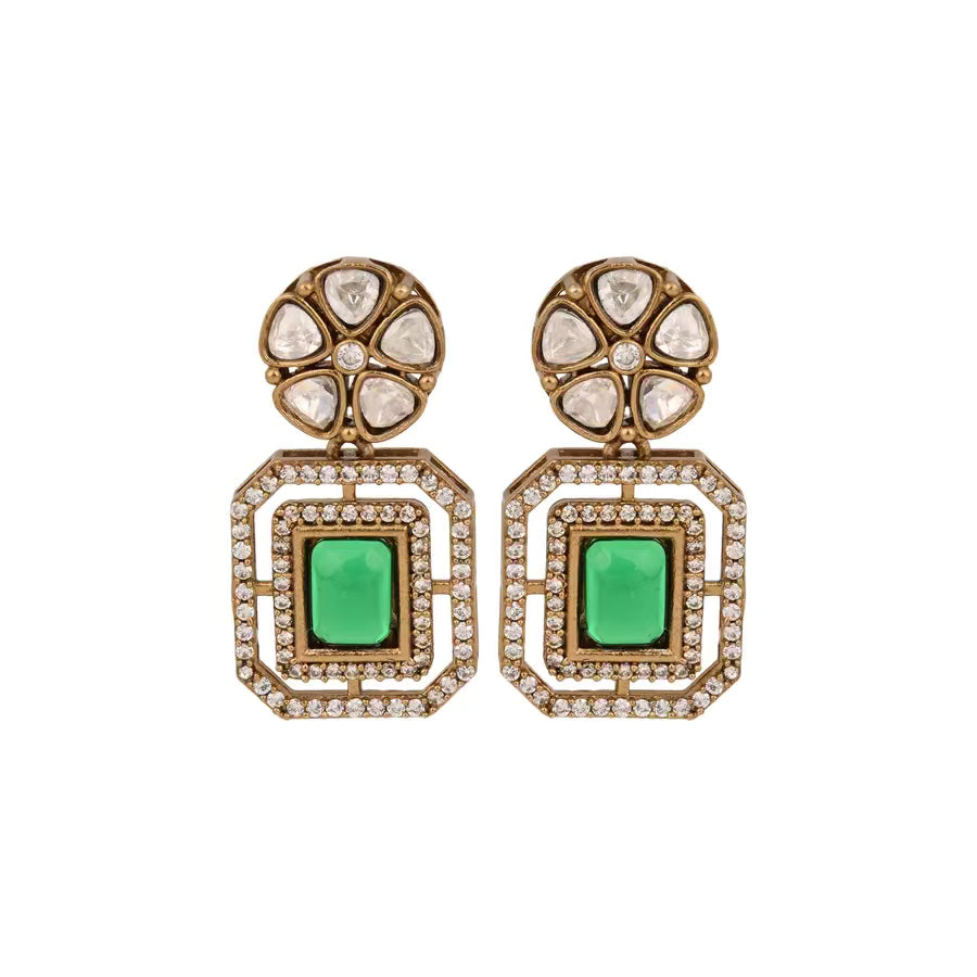 Emerald Kundan Drop Earring