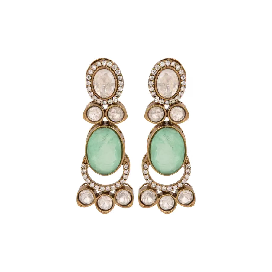 Pastel Green Kundan Drops