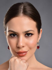 Ruby Red Teardrop Earring