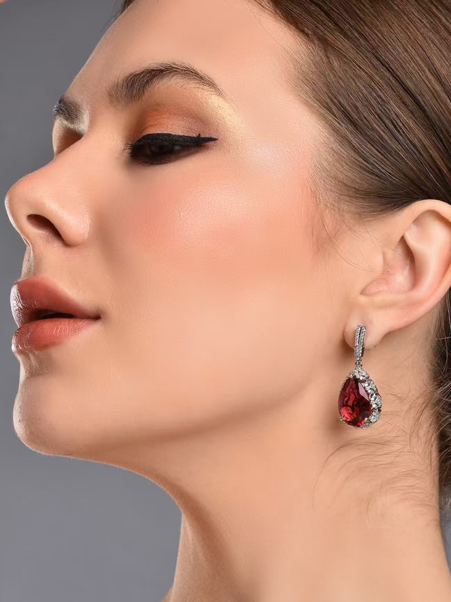 Ruby Red Teardrop Earring
