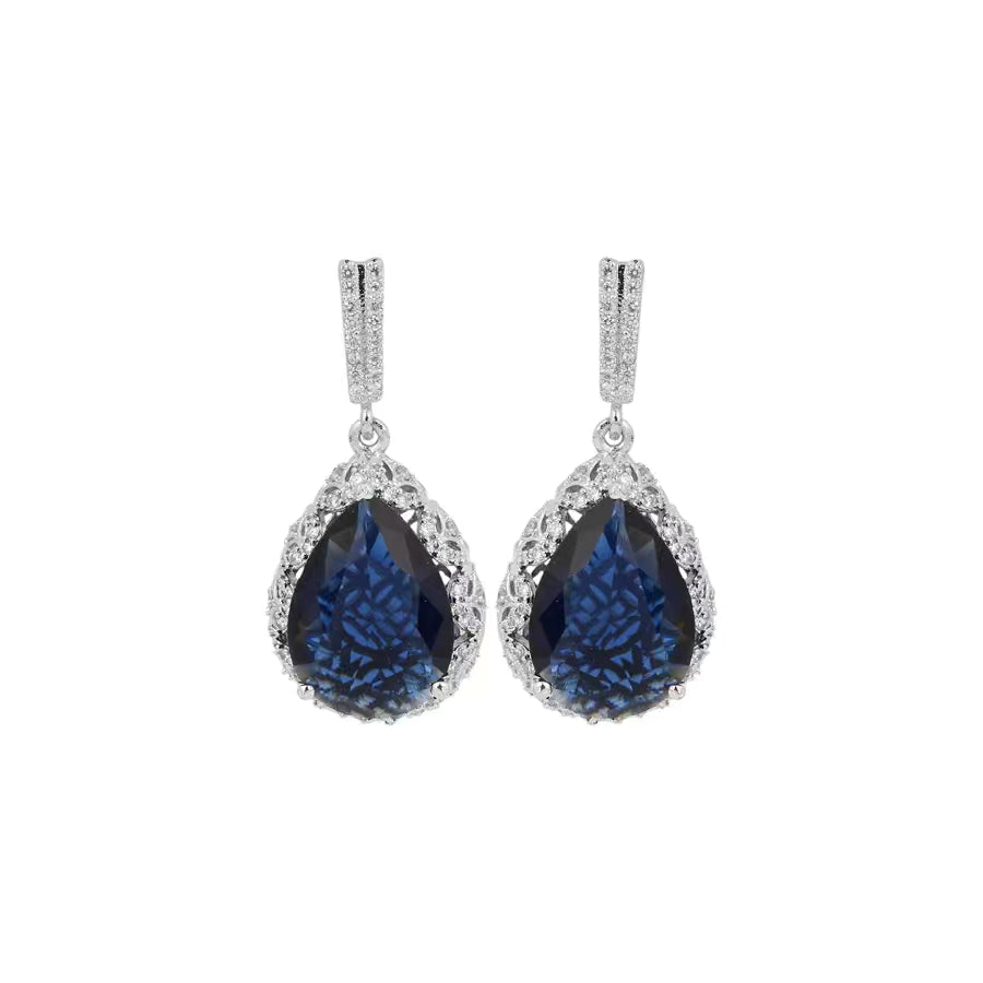 Sapphire Blue Tear Drop Earring