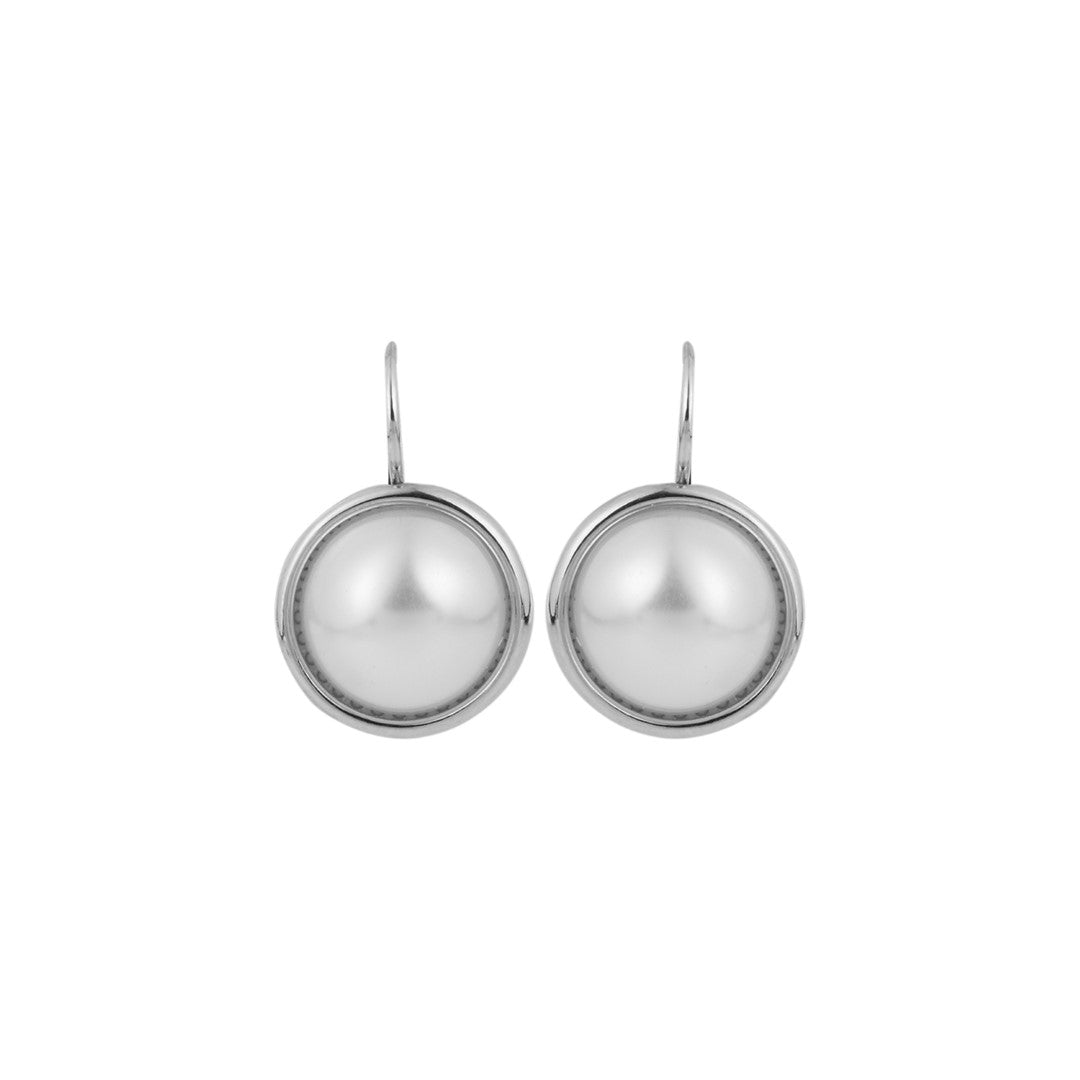 Rhodium Plated Pearl Drop Earring