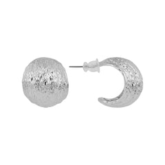 Brushed Stripe Silver Curved Earrings