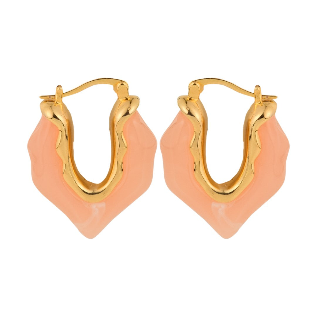Curved Peach Hoop Earring