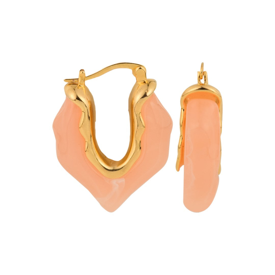 Curved Peach Hoop Earring