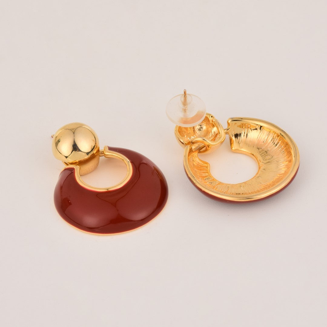 Maroon Round Drop Earring