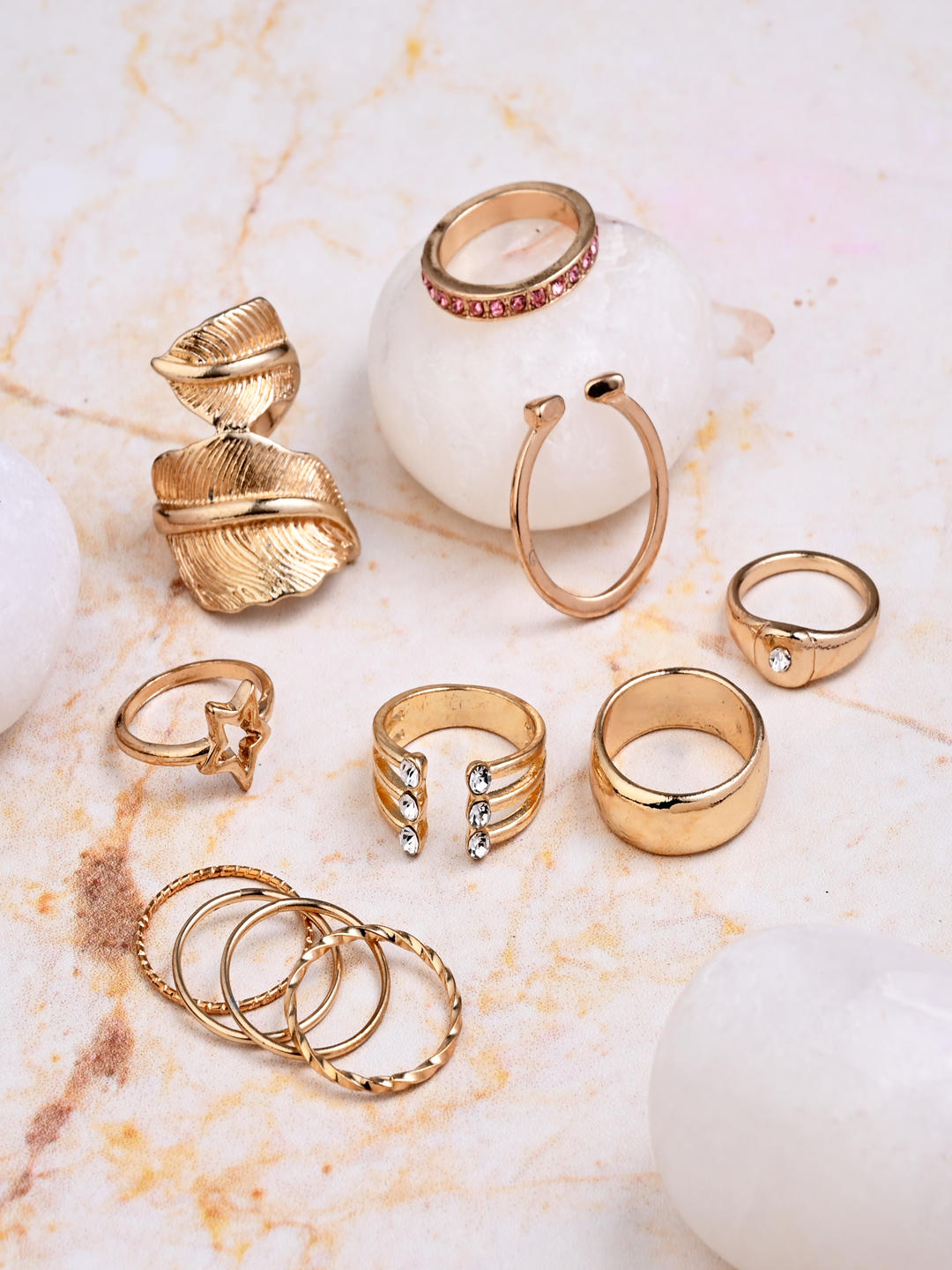 Gilded Luxe Stack Ring Set