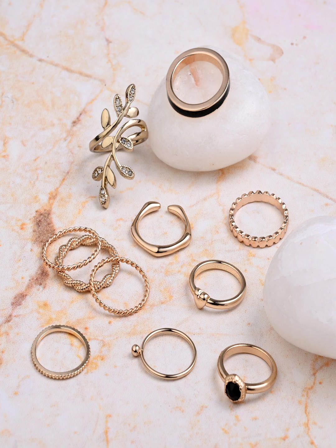 Serene Bloom Stack Ring Set