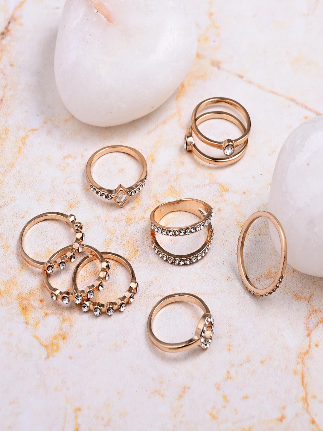Radiant Halo Stack Ring Set