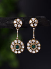 Kundan Emerald Blossom Drops