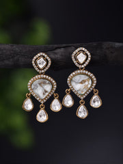 White Kundan Drop Earring