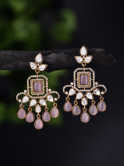 Pink Kundan Drop  Earring