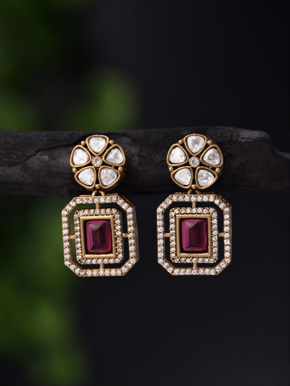 Ruby Kundan Drop Earring
