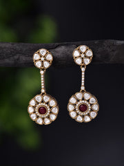 Kundan Red Blossom Drops