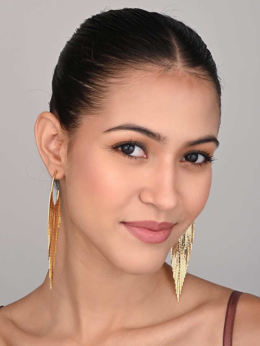 18k Gold Plated Cascade Fringe Hoop Earrings