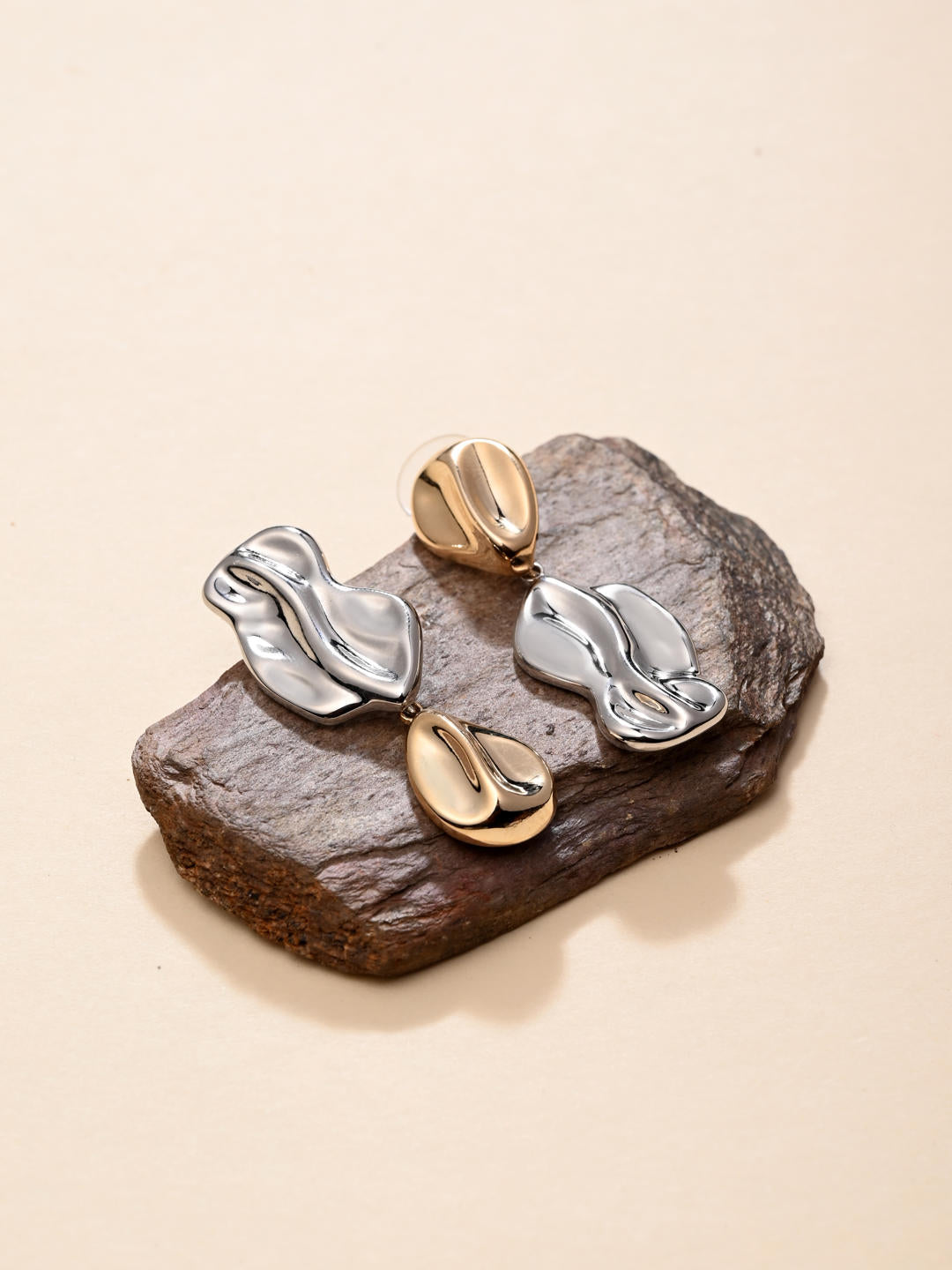 Molten Dual-Tone Sculptural Drop Earrings