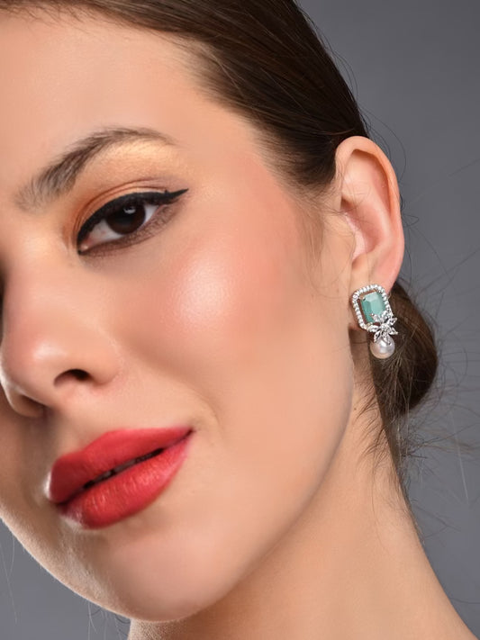 Mint Green Pearl Stud Earring - Reenisaa