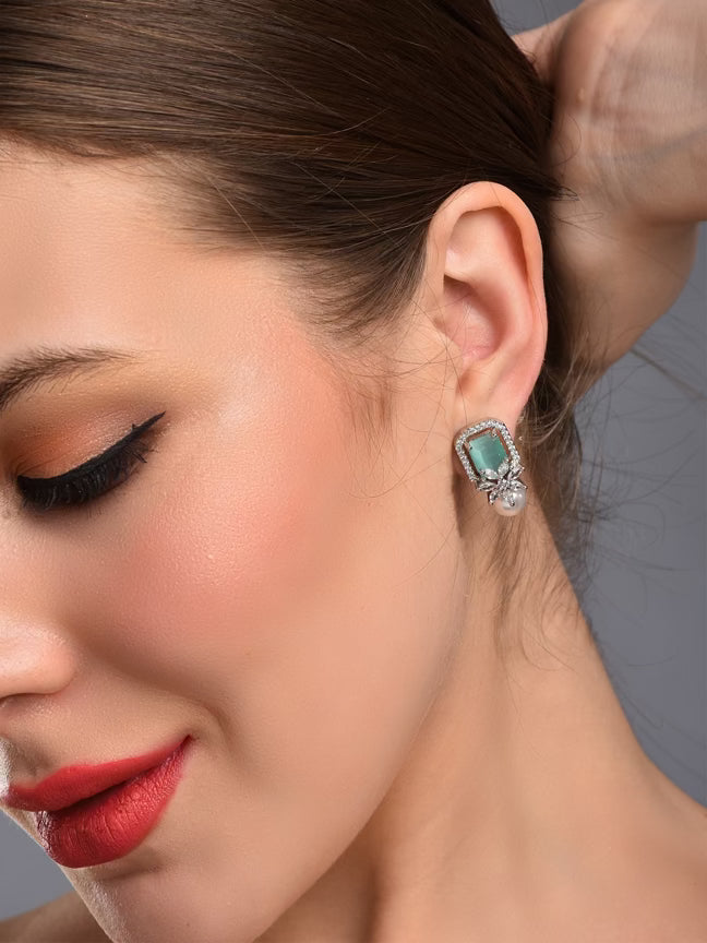 Mint Green Pearl  Stud Earring