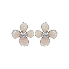 Pink Crystal Flower Earring