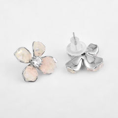 Pink Crystal Flower Earring