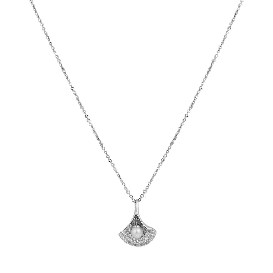 Silver Pearl Shell Pendant Necklace