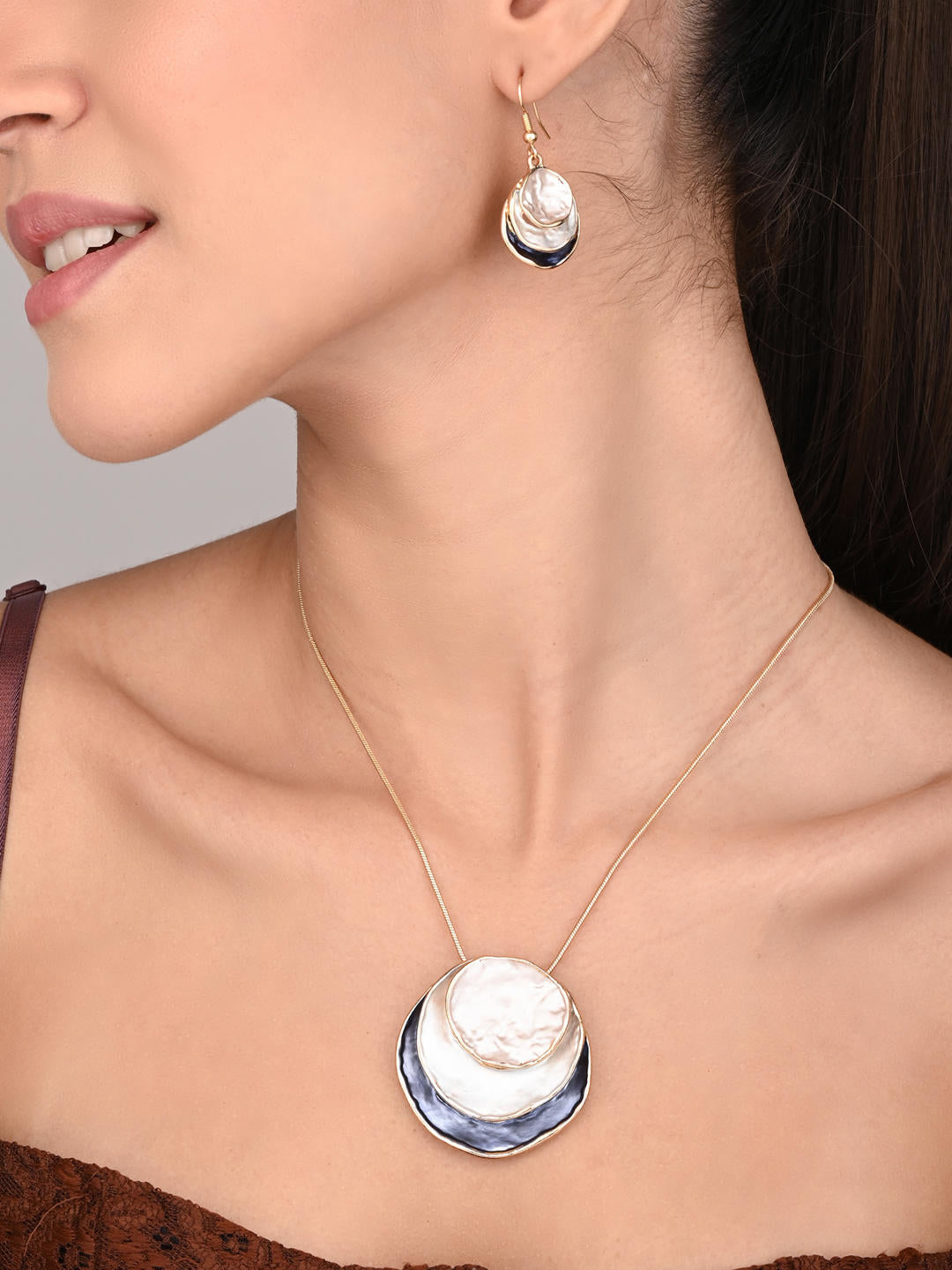 Blue Luna Eclipse Layered Pendant Necklace