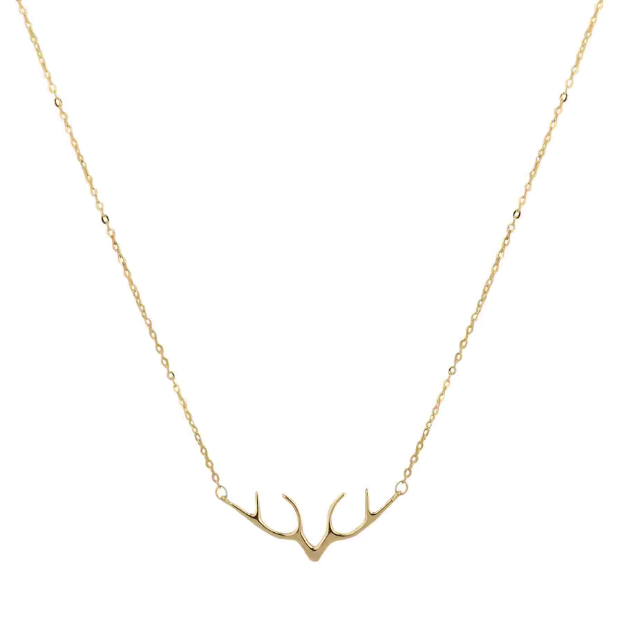Gold Reindeer Pendant Necklace