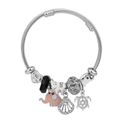 Black & White Charm Adjustable Bangle