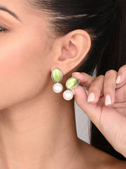 Green Pearl Drop Green Earring