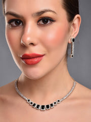 Black Sparkle Necklace with Drop Earrings
