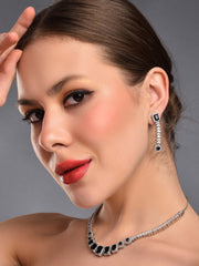 Black Sparkle Necklace with Drop Earrings