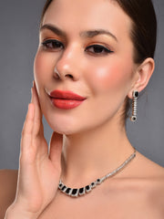 Black Sparkle Necklace with Drop Earrings