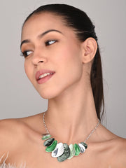 Green & Silver Pebble Necklace
