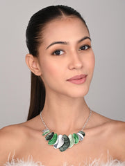 Green & Silver Pebble Necklace