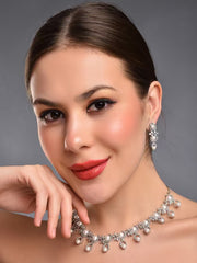 CLASSY PEARL & DIAMOND NECKLACE SET