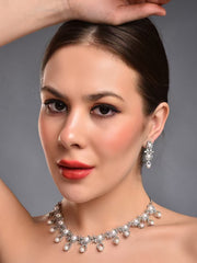 CLASSY PEARL & DIAMOND NECKLACE SET