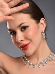 CLASSY PEARL & DIAMOND NECKLACE SET