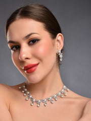 CLASSY PEARL & DIAMOND NECKLACE SET