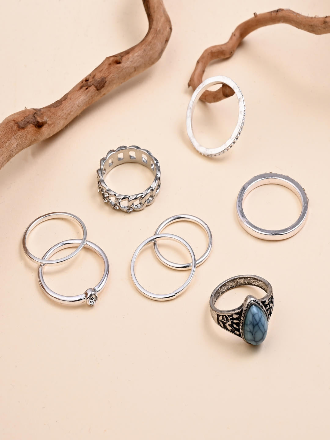 Sterling Moonstone Ring Ensemble