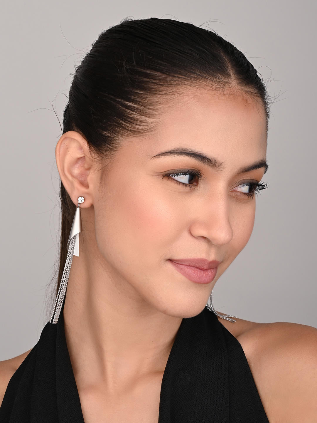 Celeste Silver Tassel Chain Earrings