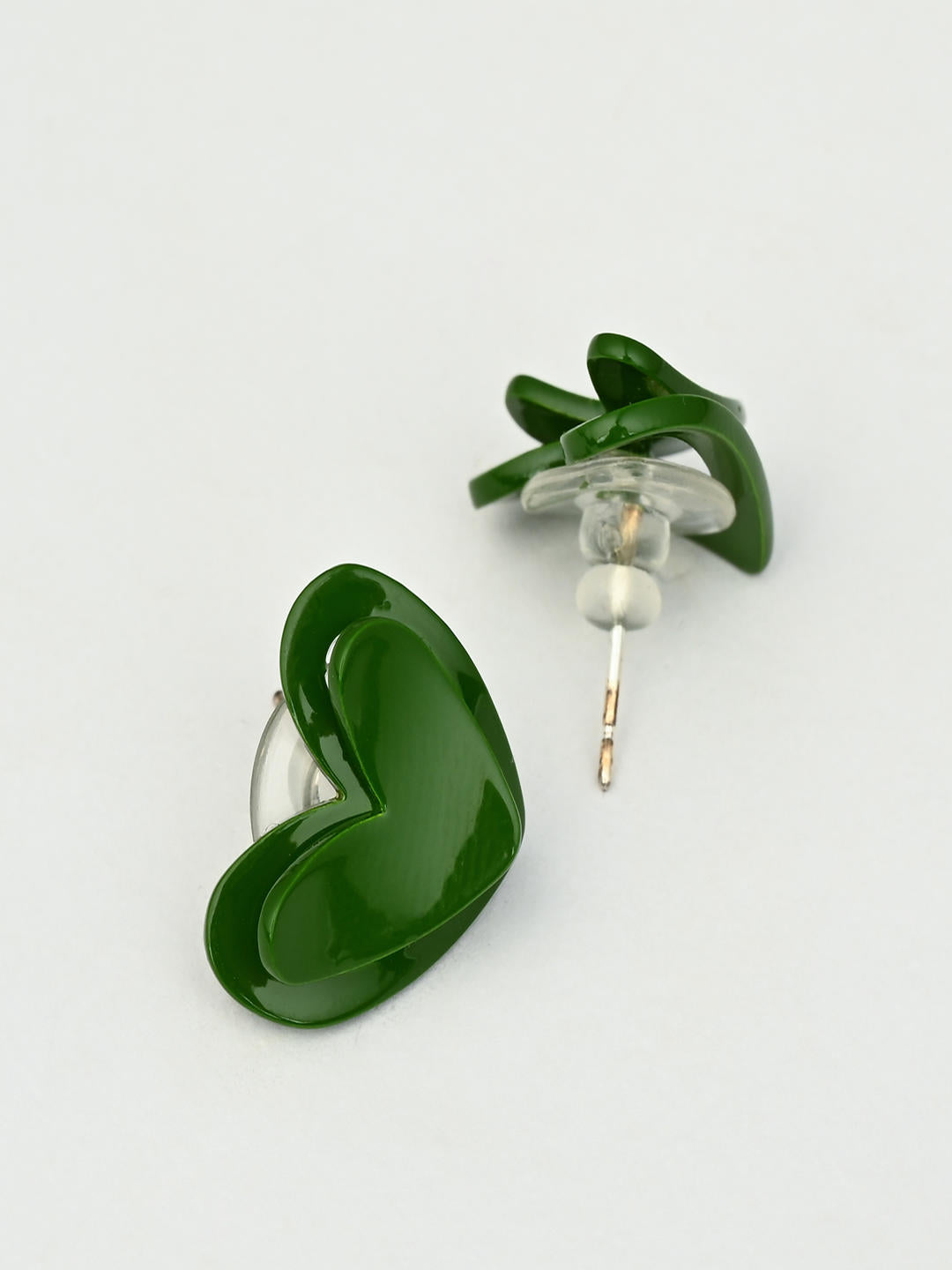 Emerald Heart Stud Earrings