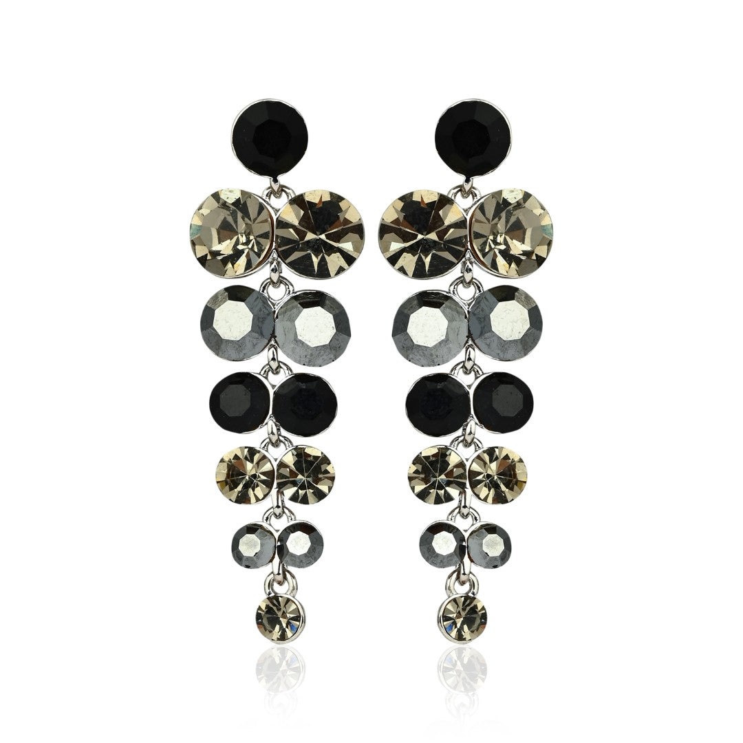 Black & Crystal Stone Drop Earrings