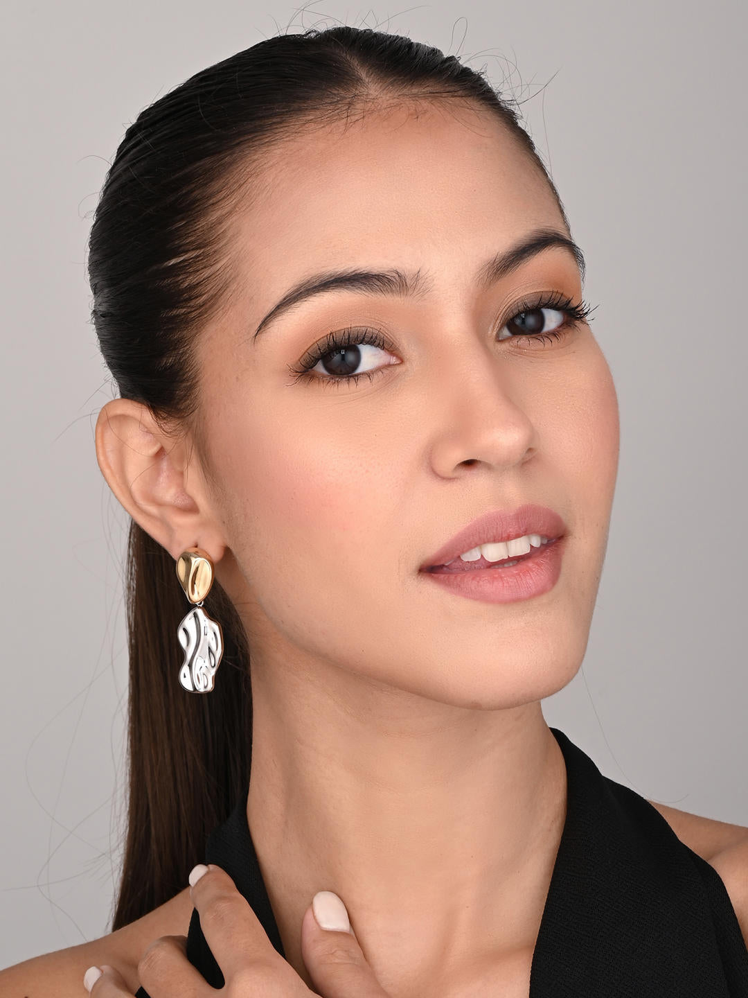 Molten Dual-Tone Sculptural Drop Earrings
