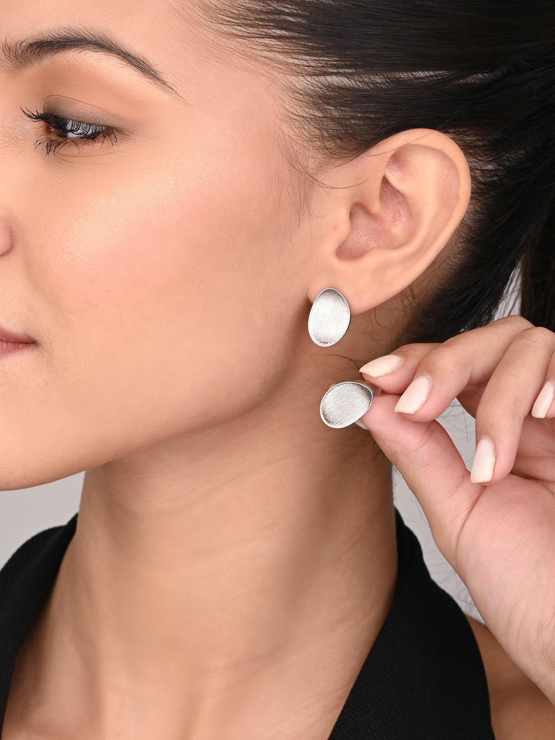 Rhodium Plated Silver Stud Earring