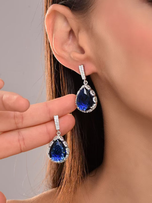 Sapphire Blue Tear Drop Earring - Reenisaa